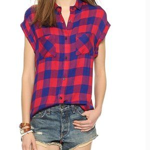 Rails Britt Red Blue  Plaid Button Down Shirt M